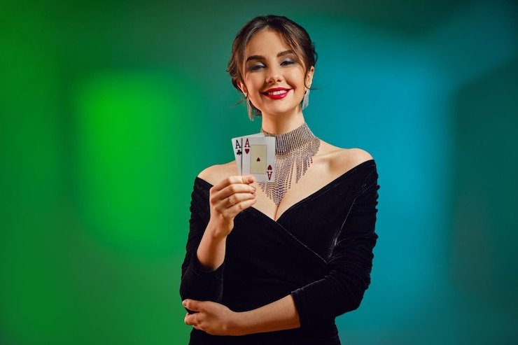 Studio live-dealer baccarat tanpa komisi borneoslot dengan dealer profesional dan kartu yang jelas terlihat.
